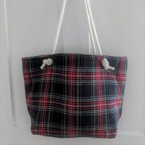 Tartan Plaid Flannel Rope Handled Bag